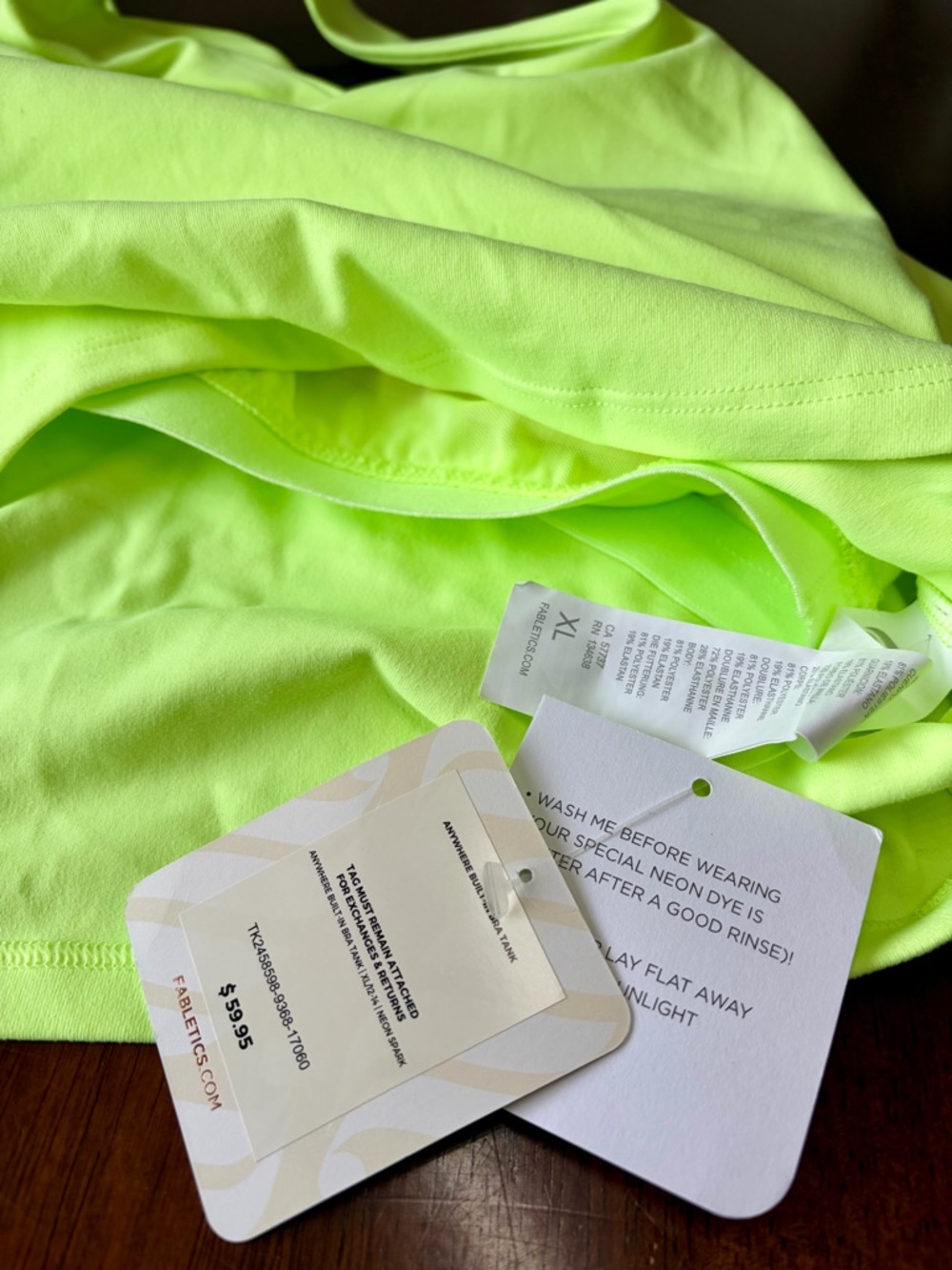 Fabletics Neon Green Racerback Sports Bra - Picture 3 of 3